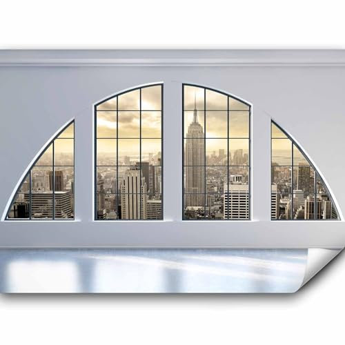 murando Fototapete selbstklebend Fensterblick 245x175cm Foto Tapete Tapetenfolie Möbelfolie Wandverkleidung Wandtapete Motivtapeten Bildtapete Wohnzimmer 3d Effekt Modern Stadt City Architektur