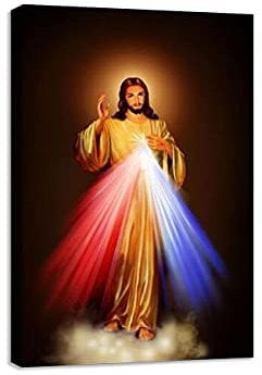 Póster de película de arte motivacional, imagen de la misericordia divina, amor Jesucristo, lienzo de pintura de Jesús para pared, cuadro de decoración del hogar, marco listo para colgar (40.6x61 cm)