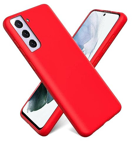 CoolGadget Schutzhülle TPU für Samsung Galaxy S21 FE, Silikonhülle, stoßfest, Kratzfest, kabelloses Laden, weiche Innenseite, Rot