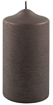 Fink - Kerze, Stumpenkerze - Paraffin - Farbe: metallic Mocca, gebürstet - (ØxH) 8 x 15 cm