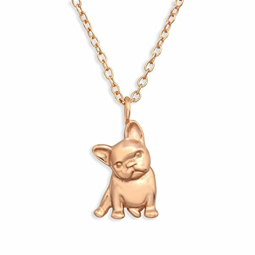 Monkimau Halskette Damen mit Bulldoggen Anhänger aus 925 Sterling Silber Bulldog Necklace Silver Women Charm Kette Schmuck Geschenke für Kinder Mädchen Frauen