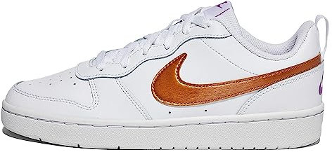 Nike -Sneakers -Chiusura con Lacci -Tomaia in Pelle -Fodera in Tessuto -Suola in Gomma Bianco Bianco/Oro (Numeric_40)