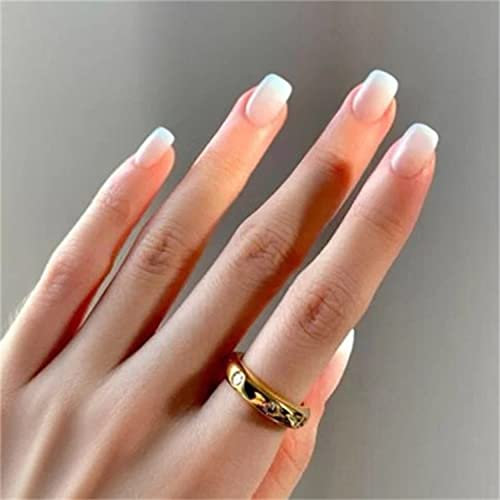 Weiße und rosa nägel zum aufkleben, kurze französische gefälschte Nägel, 24 -pcs mittlerer Sargnägel Acrylpresse press on nails, Stick auf Nägeln für Frauen und Mädchen