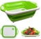 Firschoie 3 in 1 Tagliere da Cucina Multifunzione, Tagliere portatile Tavola da cucina multifunzionale, Cestello di scarico pieghevole, Adatto per cucina, esterno, campeggio, barbecue(Verde)