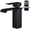 CREA Wasserhahn Bad Wasserfall, Waschtischarmatur mit Ablaufgarnitur, Mischbatterie Bad mit Wasserfall Auslauf, Hochdruck Armatur Waschbecken für Badezimmer, Modern Wascharmatur, Matt Schwarz