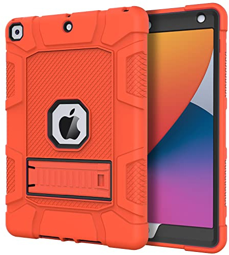 Azzsy Schutzhülle für iPad 9. Generation/iPad 8. Generation/iPad 7. Generation (10,2 Zoll, Modell 2021/2020/2019), robuste, stoßfeste robuste Schutzhülle für iPad 10,2 Zoll (25,9 cm) (Oragne)