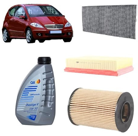 Kit tagliando + 5L olio Q8 per Classe A W169 A150/A160/A170/A180/A200 benzina (2004-2012)