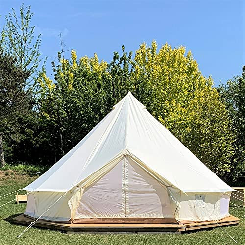 Been Younger Outdoor wasserdicht 4-Jahreszeiten Jurte Zelt 3M/4M/5M/6M Bell Zelt mit Herd Loch (Seitenwand), für Familie Glamping (3M, Weißer Oxford)