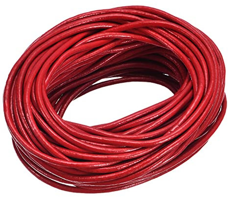 sourcing map Round Leather Cord, 11 Yards 2mm Braiding Lacing String for Purse Handbag Shoelace DIY Crafts Bracelet Making, Dark Red