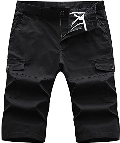 Herren Cargo Shorts Bermuda Kurze Hose mit Gürtel Regular Fit Cargo Trousers Minus Two Straight Trousers Street Pocket High Waist Printed Hip Hop, Y2K Men's 2023 Cargo Jogging Bottoms Sporthose A120