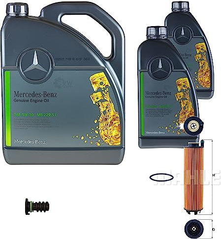 Inspektionspaket Wartungspaket Filterset mit 7 L Motoröl MB 229.51 5W-30, Ölfilter, Verschlussschraube