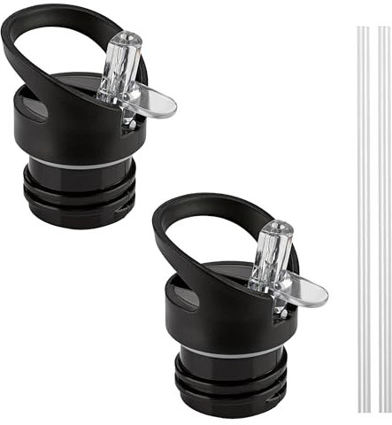 OWLBOOK Ersatzdeckel Deckel und Bürsten für Sportdeckel mit Strohhalm Trinkflasche als Ersatz Deckel 2 Stück für 250 ml und 500 ml 600 ml Flaschen