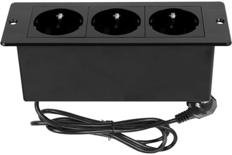 Tischplatte Versenkte Steckdose,Tischsteckdose mit USB & Typ-C,Mehrfachsteckdose Einbausteckdose Schreibtisch Steckdose für Büro, Küche (Schwarz 3AC)