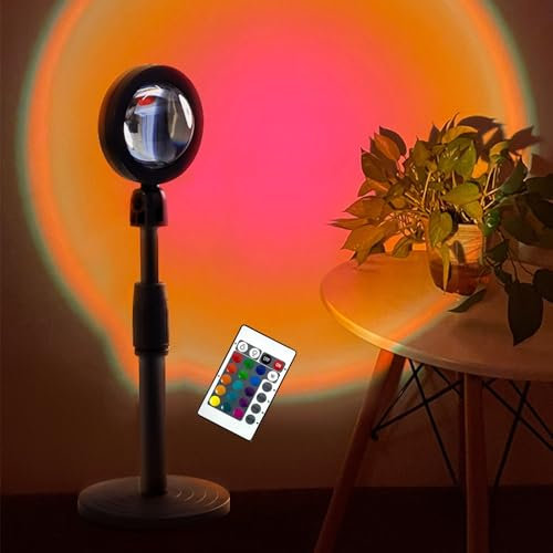 ZEYXINH Sunset Lamp Sonnenuntergang Lampe, 16 Farben Sonnenuntergang Projektion Lampe, Höhenverstellbare Stimmungslichter, 360 ° Drehbares LED-Nachtlicht für Fotografie Selfie Home Decor