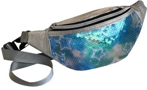 eYLun Damen Bauchtasche, Gürteltasche, Crossbody, Pailletten, Hüfttasche, Bauchtasche, leicht, für Reisen, Grün , Einheitsgröße