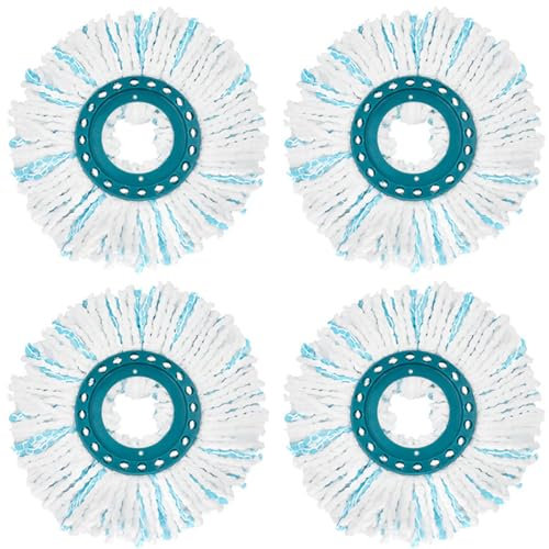 ANBOO 4 Stück Ersatzkopf Wischmopp für Leifheit Clean Twist Disc Mop/Ergo, Kompatibel mit Leifheit Bodenwischer Ersatzbezug, mikrofaser, saugfähig und für alle Bodenbeläge geeignet, Blau und weiß