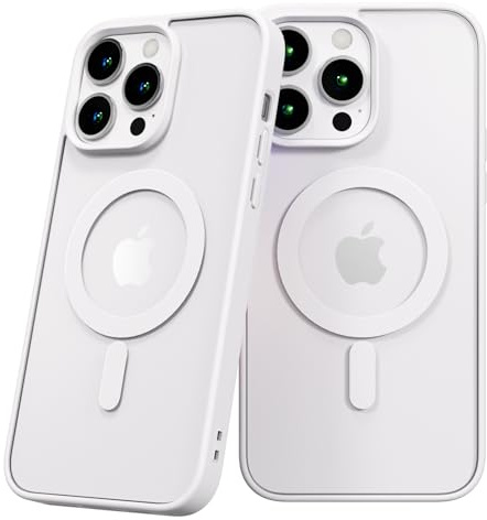 CasurvivePro Magnetische Hülle für iPhone 11 Pro Max, kompatibel mit kabellosem MagSafe-Laden, Kratzfeste, durchscheinende, Matte Hart-PC-Rückseite mit TPU-großem Loch, Weiß