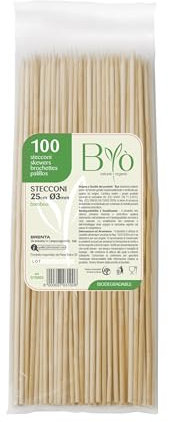 MONOUSALO 5000 Spiedini per Barbecue in Legno idonei al Contatto con Alimenti - Stecchini Lunghi per Bar, Ristoranti, Cucine Professionali, Uso Domestico, Finger Food, Griglia (25 cm)
