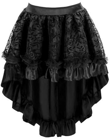 KUOSE Damen Steampunk Rock Asymmetrische Chiffon Spitze Tüllrock Übergrößen