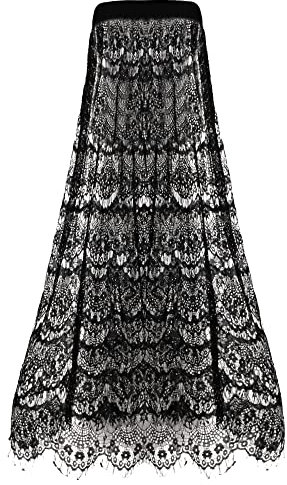 MilyaDE Damen Lang A-Linie Spitzenrock Maxirock Einlagig Durchsichtiges Bikini Cover Mesh Rock, Taillenumfang 78-118cm
