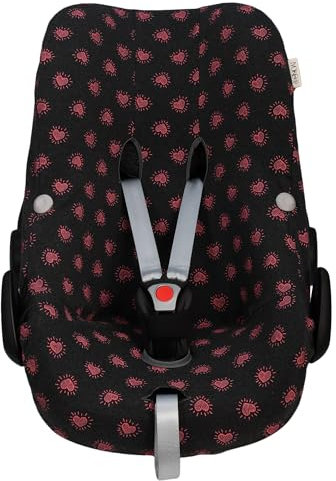 JYOKO KIDS Bezug für Autositz kompatibel mit Pebble Maxi Cosi Pebble Pro I-Size, aus Baumwolle (Fluor Heart)
