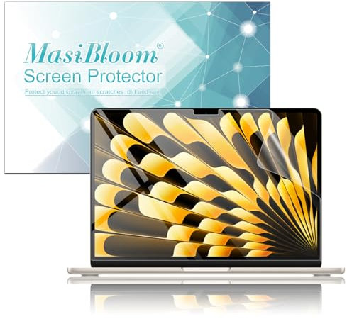 Paquete de 2 protectores de pantalla para MacBook Air de 15 pulgadas (2024 2023) (M3 M2) (A3114 A2941), protector transparente antihuellas y resistente a los arañazos, dureza 5H para MacBook Air de