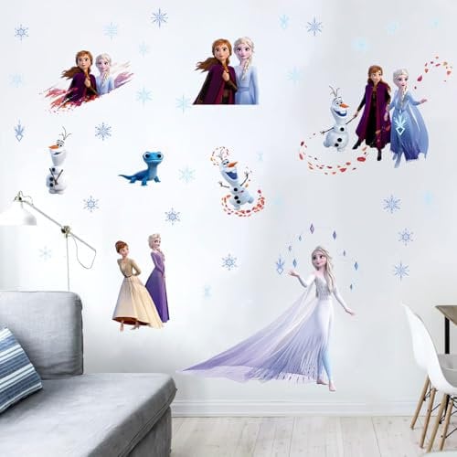 2 Stück Frozen Wandtattoo,Frozen Sticker,Mädchen Prinzessin Wandsticker,Wandaufkleber Babyzimmer,Wandtattoo Mädchen für Babyzimmer Kinderzimmer Mädchenzimmer