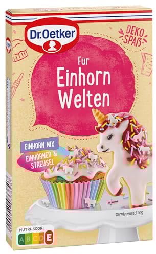 Dr. Oetker Für Einhorn Welten Einhorn Mix 4er Pack, 4 x 60 g Zucker-Dekor-Mix zum farbenfrohen Verzieren von Gebäcken und Desserts für besondere Momente