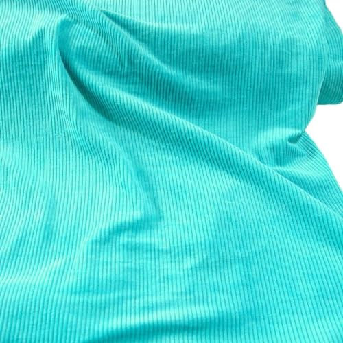 TOLKO 1m klassischer Cord Stoff | Baumwoll Cordsamt | Bekleidungsstoff für Hosen Jacken Kleider | weiche Meterware 150cm breit | uni Baumwollstoffe Nähstoffe günstig kaufen (Türkis)
