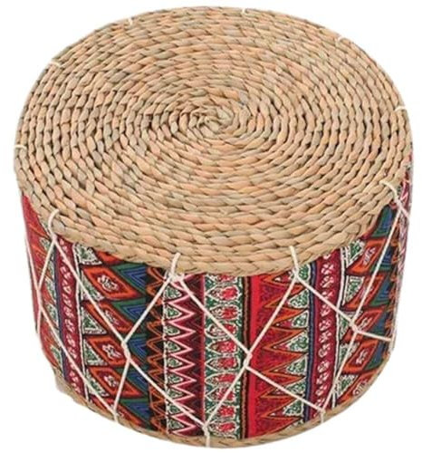Petit Tabouret en Paille Tissée Bohème Fabriqué À Main – Repose-Pieds De Style Ethnique Siège en Fibre Naturelle Respectueux De l'environnement pour Décoration D'intérieur Rustique Bohème Chic
