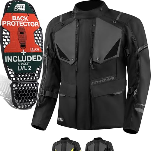 SHIMA RUNNER Chaqueta Moto Hombre AIRFORCE Protector Espalda Cazadora Motociclista Chaquetas Protecciones Impermeable Moto Armadura Cazadoras Motoero Invierno (Masculinos, Negro, L)