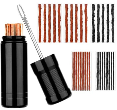 chenyu Kit de Réparation Tubeless 1pc Outil de Réparation de Vélo Foret à Fourche + 35 Bandes Outil de RéParation Tubeless pour Réparer Les Pneus de VéLo et de VTT Kit de Réparation de Pneu de Vélo