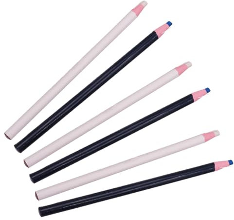QEDBOJE 6 Piezas Cut Libres Lápices De Costura a Medida De 2 Colores,Tiza Tela Marcador De Prendas De Vestir a Medida, Costura de Sastrería,Soluble en Agua Lápiz de Marcado de Costura,Coser Lápiz