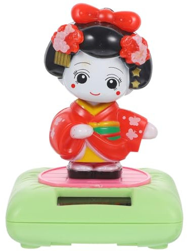 ifundom Figurines de poupées Kokeshi japonaises dansantes à énergie Solaire, décoration intérieure de Tableau de Bord de Voiture, Danseuse animée et oscillante, Attrape-Soleil Portable
