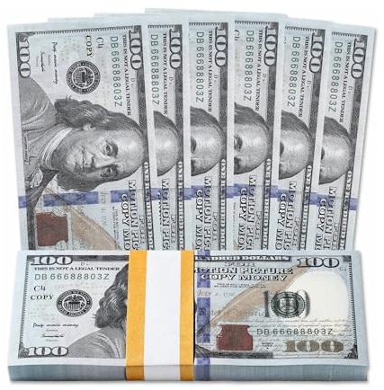 YINZZTRY 150 Blätter 100$ Spielgeld Dollar Scheine Falschgeld, Prop Money Copy Money, Fake Feldscheine, Cash Film Play Toy Set, für Party Money Gun, 150 * 100$
