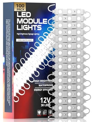 DC 12 V Kaltweiß-Injektions-LED-Modul, wasserdicht, dekorative Hintergrundbeleuchtung für Werbeschilder mit selbstklebender Rückseite (100er-Pack)