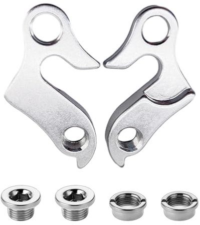 WeddHuis 2 Stück Schaltauge,Bike Rear Derailleur Hanger Aluminiumlegierungs Ersatz Fahrrad Schaltauge mit Muttern Silber Gear Mech Schaltwerk Fahrrad Aufhänger für Fahrrad Rennrad MTB