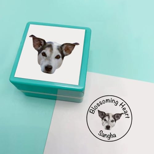Drawelry Personalisiert Haustier Stempel mit Foto und Namen Gravur Quadratisch Gummi Stempelplatte Mehrfarbig Hunde Katzen Gesicht Portrait Bild Stempel für Weihnachten Geburtstags Geschenke (D)