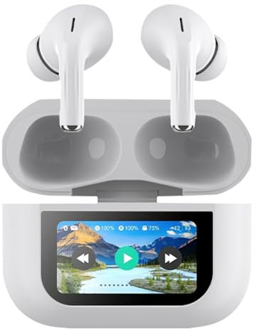 Aktive Noise Cancelling Kopfhörer mit Touchscreen in Ear ANC Wireless Headphones Earbuds Kopfhoerer Bluetooth kabellos Kopfhörer Geräuschunterdrückung im Ohr mit Bildschirm schnurlos drahtlos Ohrhörer