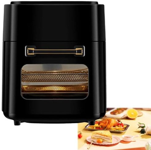 WBRSybUK Digital Air Fryer Oven, 1400W Air Fryer Oven with LED Screen, 15L Large Capacity, Rapid Air Circulation, Nonstick Basket, 0~60Min Timer, for Kitchen, Home, Snack Bar,Black