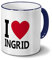 printplanet Tasse mit Namen Ingrid - Motiv I Love Ingrid - Namenstasse, Kaffeebecher, Mug, Becher, Kaffeetasse - Farbe Blau