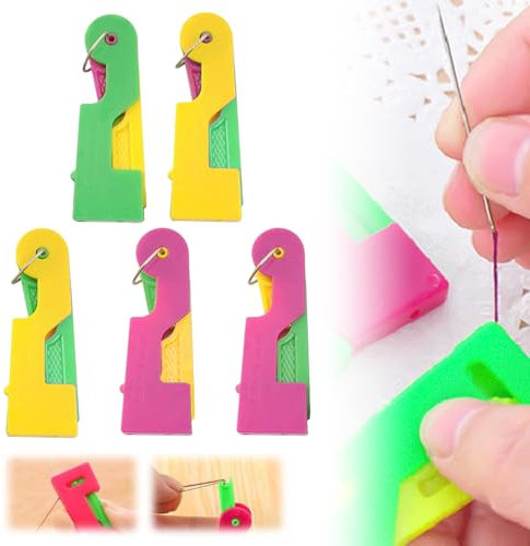 Nadeleinfädler,Einfädelhilfe für Nähnadeln Nähmaschinen Zubehör Kunststoff Nähnadeln Einfädler, Automatischer Einfädler Nadel Threading Tool für Handnähen (Zufällige Farben, 5 Pcs)