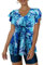 ECUPPER Womens Tankini Swim Dress with Sleeves Modest Two Piece Swimsuits Tummy Control Bathing Suit Floral Printed Swim Tops and Shorts Blue Leaf XXL