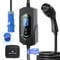 EV Charger 7kw Type 2 to blue CEE 32A Plug, 7m/23ft charging cable, 6-32A adjustable current, 1-12h time delay, LED Screen, IP65, Working -30℃ to 50℃, Portable Electric Car Charger for BEV & PHEV