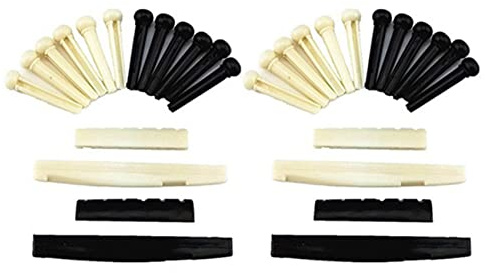 Gvvsjgdbis 2 Sets Black and White ABS Bridge Pins & Saddle & Nut Replacement Parts for Acoustic Guitar