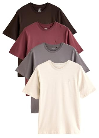 NEXT Herren T-Shirts aus 100% Baumwolle im 4er-Pack Braun/Creme/Rost/Neutral XL