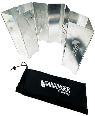 GARDINGER Windschutz klappbar aus Aluminium für Grill + Kocher 82x24 cm 10-teilig