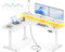 OffiGo Schreibtisch Höhenverstellbar, 150 x 120 cm Eckschreibtisch Höhenverstellbar mit Monitorhalterung, Elektrisch Schreibtisch L Form mit Steckdosen, Computertisch mit LED für Büro, Weiß