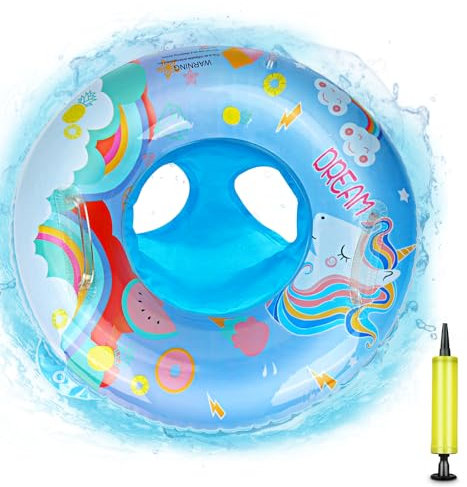 Flotador Bebe Inflable con Asiento, Anillo de Natación Bebe para 6-36 Meses, Flotador de Piscina para Bebé para Piscina, Playa (Azul)