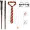 YouthLoxus Kit de cosplay de sorcier (2 baguettes magiques + cravate + collier enchanté + lunettes rondes + 2 tatouages temporaires) – Ensemble d'accessoires de costume de magicien de qualité